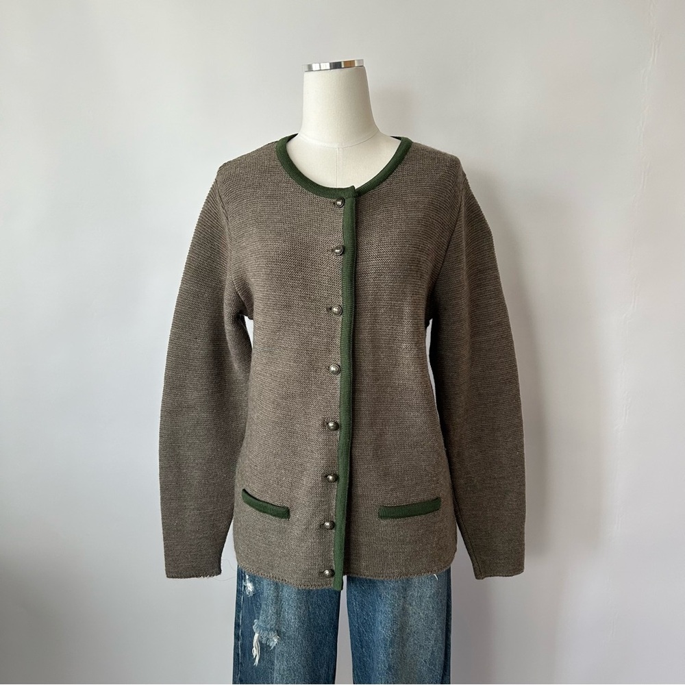 H. Moser Wool Cardigan Knit Sweater Dark Academia.